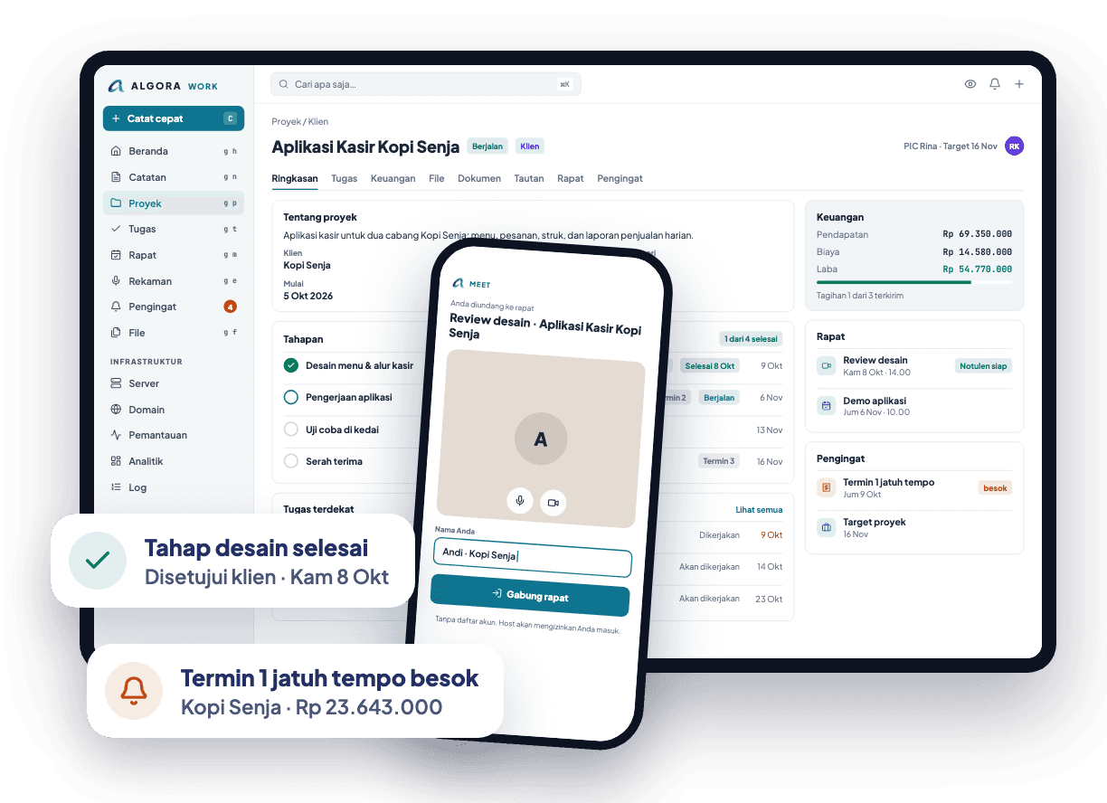 Contoh tampilan ALGORA WORKSPACE